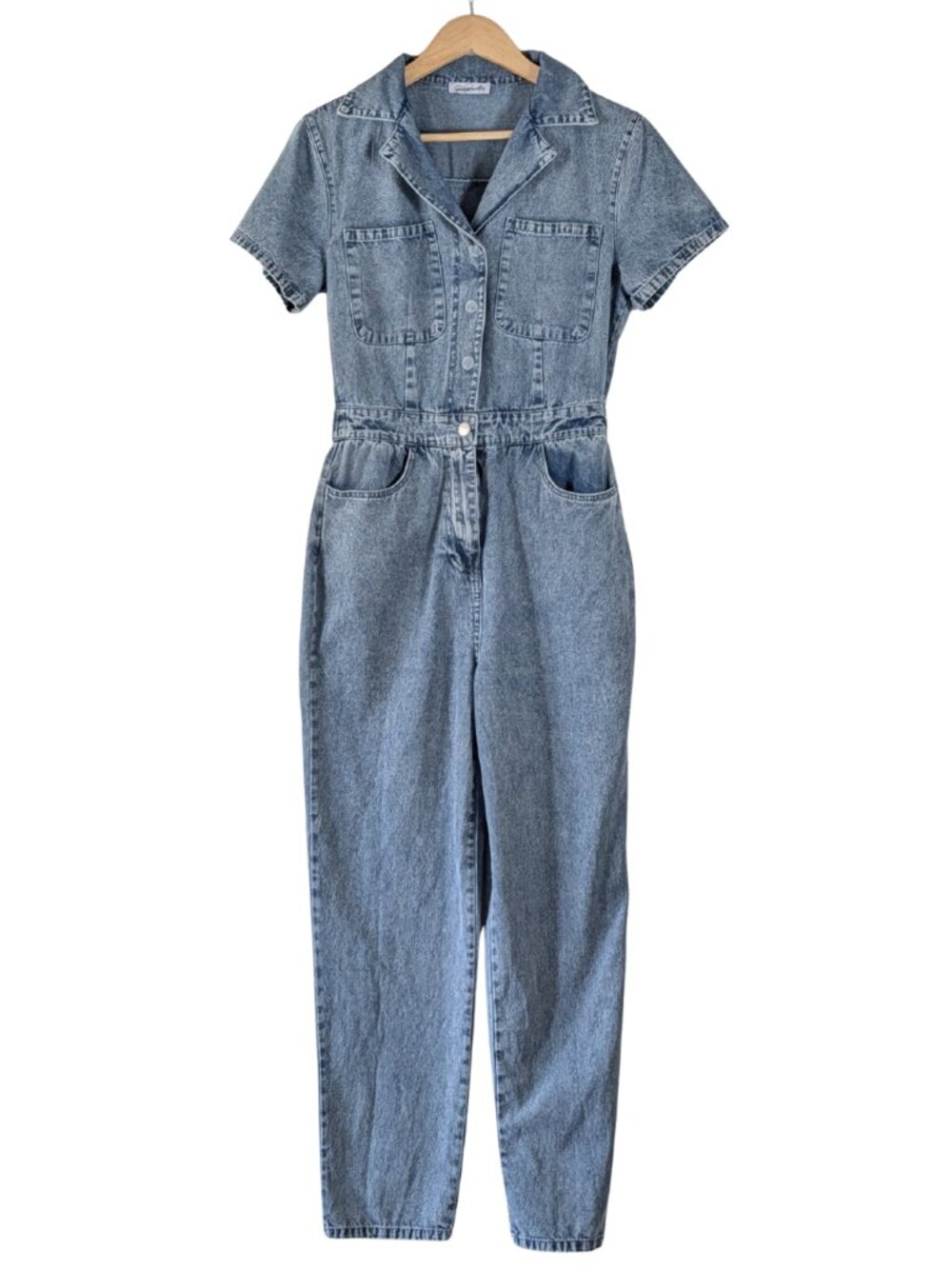 Magnolia Boutique Denim Utility Jumpsuit Women’s Small Short Sleeve 100% Cotton